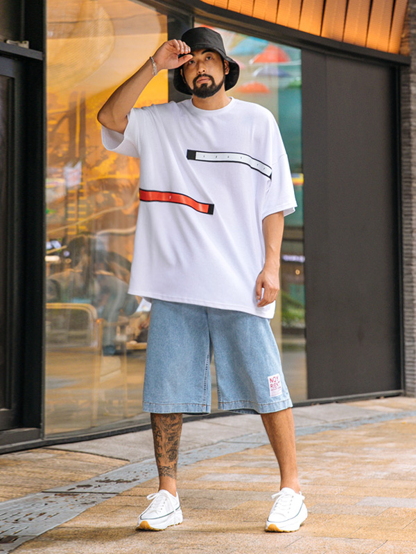 (L-5XL)<BR>우드로 데님와이드 松紧带短裤