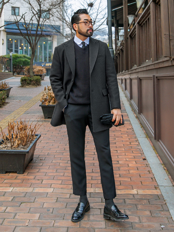 (L-5XL)<BR>포딘 两扣 呢子大衣