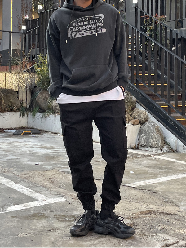 (L-4XL)<BR>노크나니 绑带慢跑裤