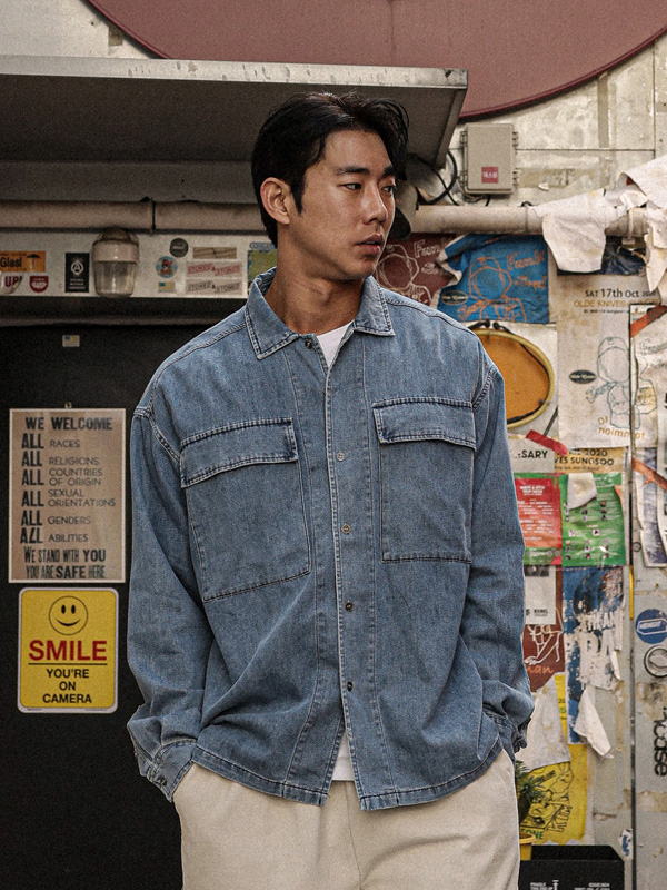 (M-3XL)<BR>히드리코 牛仔衬衫 11938