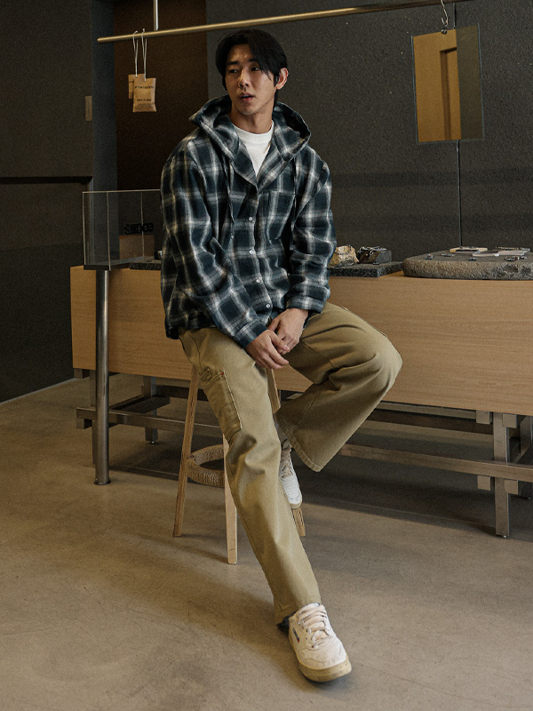 (M-4XL)<br>오코니트 格子连帽衫