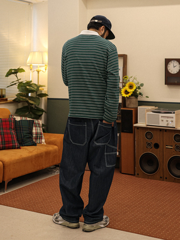 (XL-6XL)<BR>토비나크 未褪色 后松紧带 牛仔裤 P009