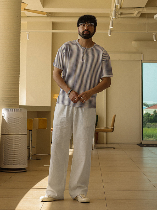 (L-5XL)<br>파라바드 半宽配合 亚麻绑带裤 D585