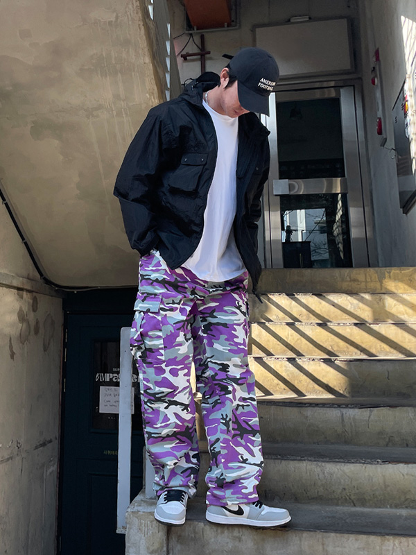 (L-5XL)<BR>킬문 밀리터리 后松紧带 货物裤子