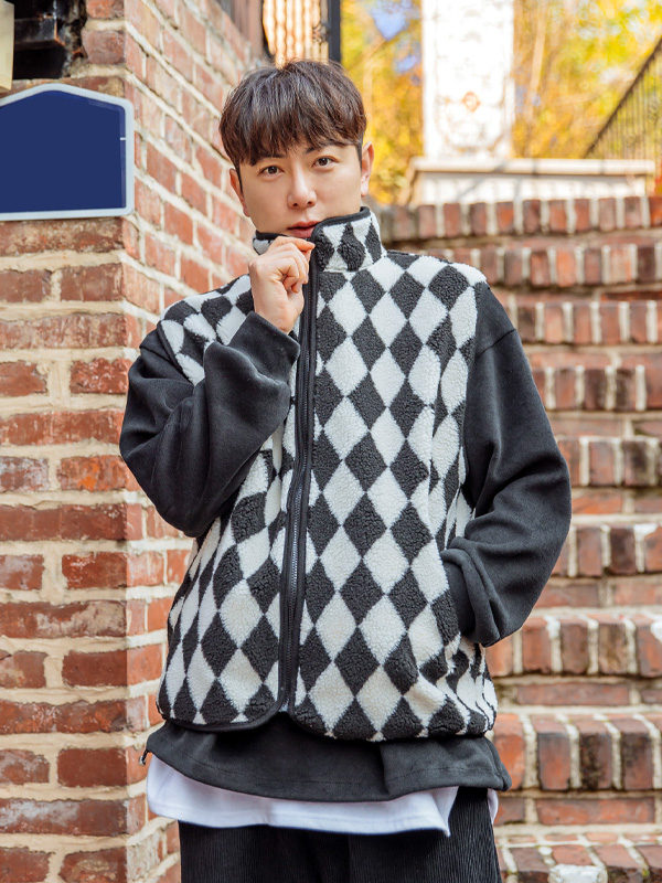 (M~5XL)<BR>자이언츠 체커보드 马甲