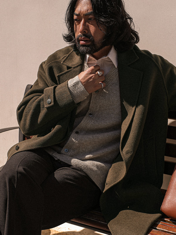 (L-6XL)<BR>아칸다 手工制作 싱글羊毛코트(羊毛71%) 9092