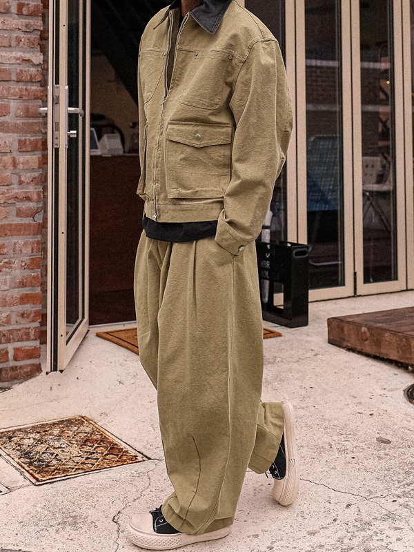 (L-5XL)<BR>나르사라 工作夹克+말루드 广泛适用 气球绑带裤