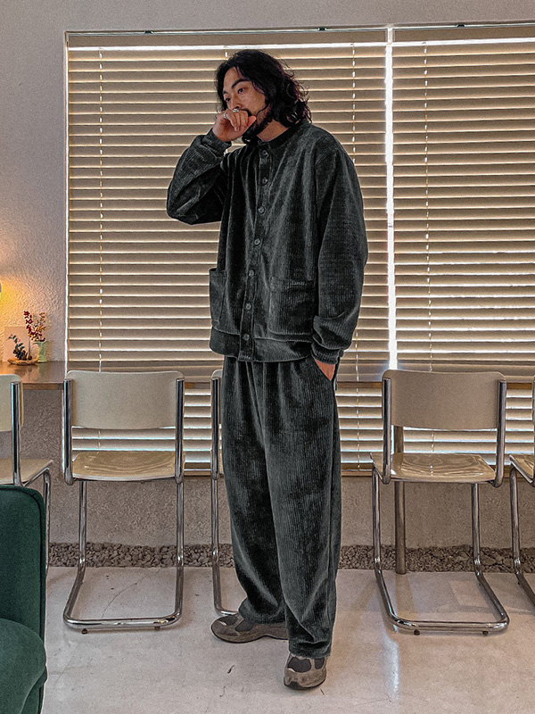 (XL-4XL)<br>로카르노 벨벳가디건+리븐홀 半宽配合 벨벳밴딩팬츠