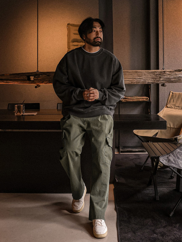 (X-6XL)<BR>버티크 颜料 切口卫衣 T014