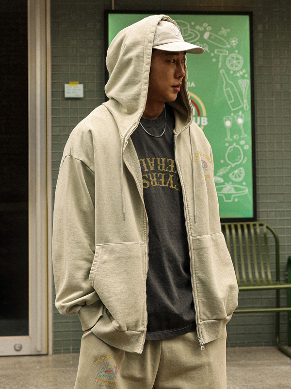 (XL-4XL)<BR>쇼키츠 颜料 带帽拉链