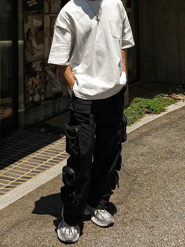 (M-3XL)<br>자빈카 半宽配合 尼龙 货物松紧带裤