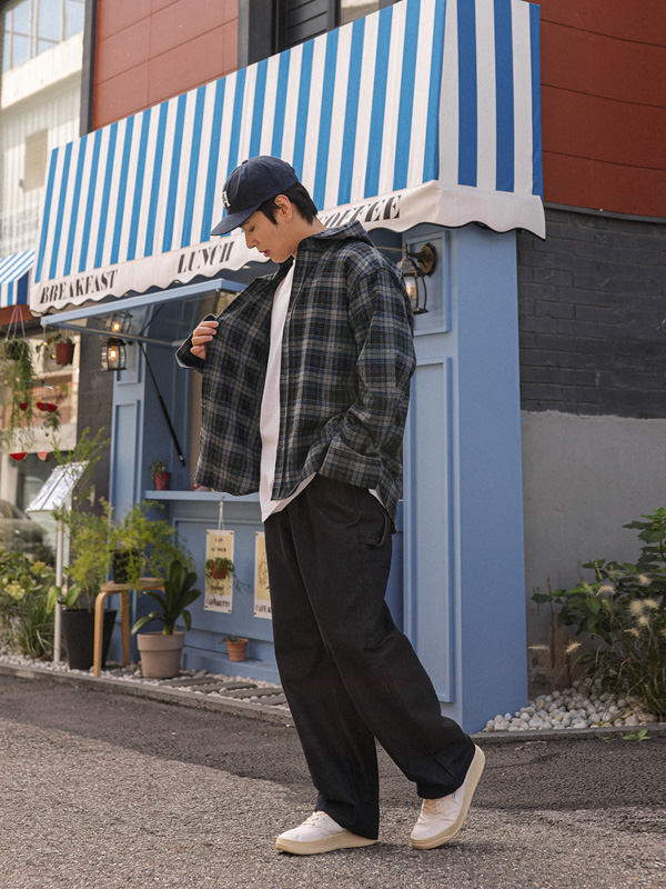 네그릴 羊毛 格子连帽衫