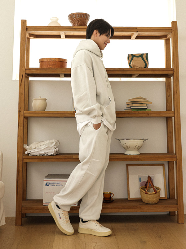 파르테 半宽配合 松紧带裤