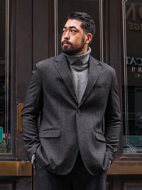 (S~5XL)<BR>딘링 울블레이져+보라스 宽松长裤