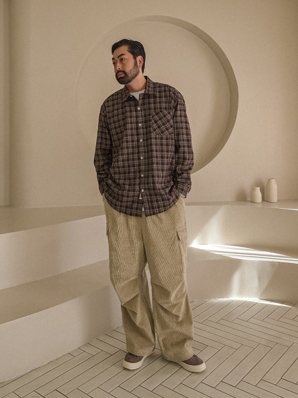 (L-5XL)<br>고다바리 格子衬衫 N016