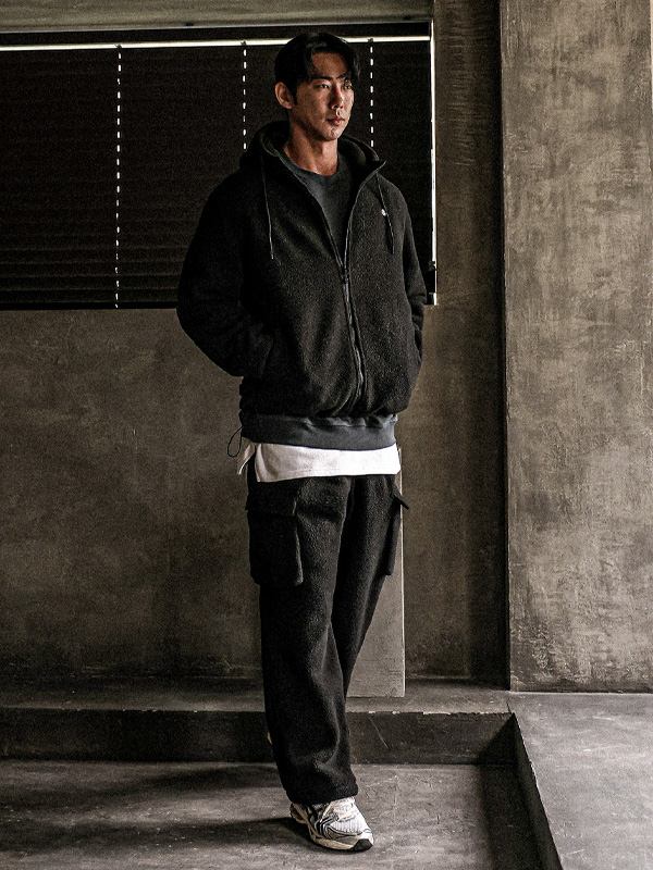 (XL-6XL)<br>비컨스 绒毛 带帽拉链