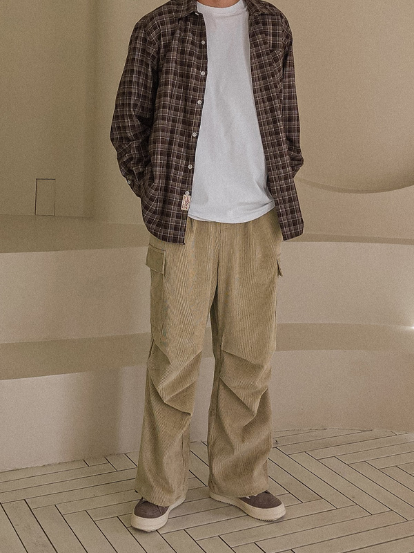 바트린다 半宽配合 골덴카고밴딩팬츠