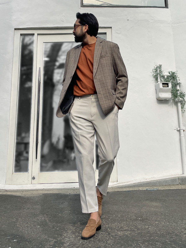 (M-3XL)<BR>크로프미 羊毛 체크자켓