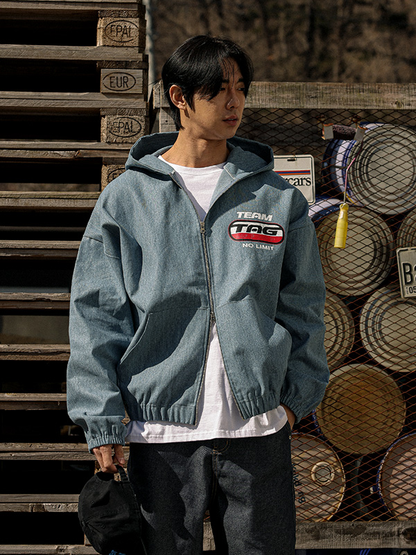 (XL-6XL)<BR>세츠린 无洗牛仔裤 후드집업점퍼