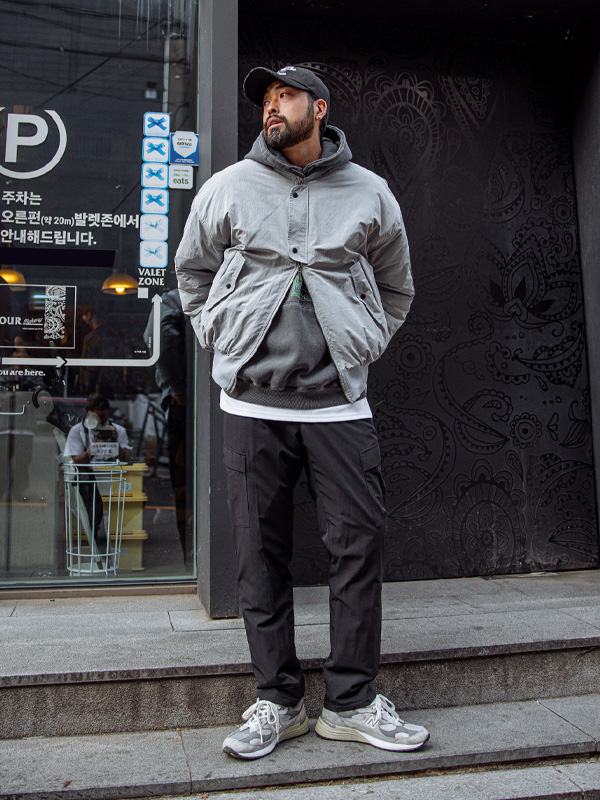 (L-6XL)<BR>포리두아 侧边带 카고패딩팬츠