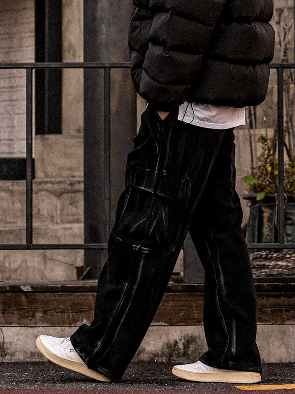 (L-5XL)<br>니크퍼 半宽配合 货物捆绑 기모팬츠 6831