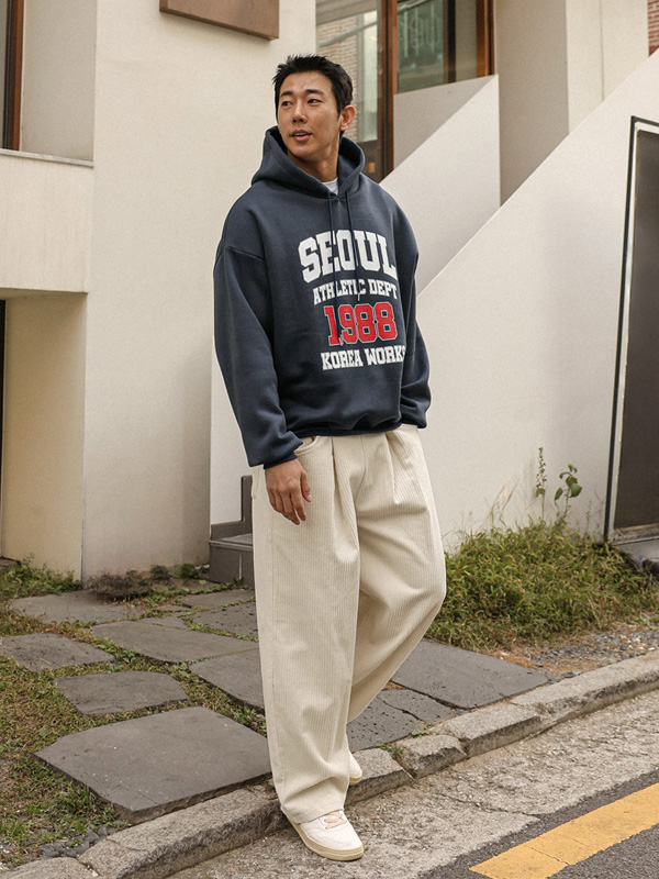 슬린파 半宽配合 골덴밴딩팬츠