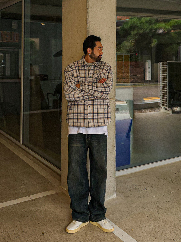 (XL-6XL)<BR>나사레스 체크패딩셔츠&外套