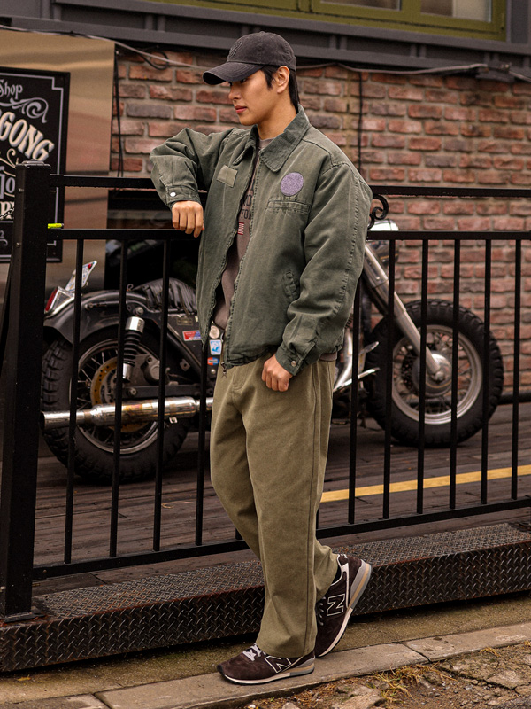 (L-7XL)<br>카스피크 标准配合 옥스포드워싱 뒷밴딩팬츠