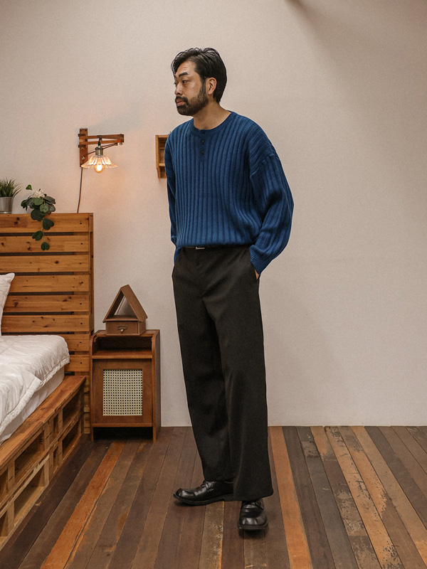 안코나 亨利颈 肋纹针织品