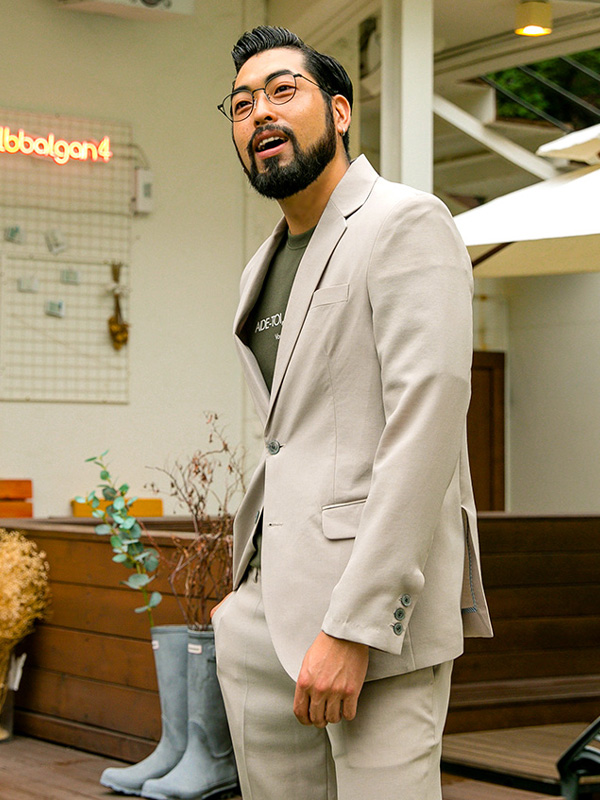 (S~5XL)<BR>월터 休闲西服+시커트 宽松长裤