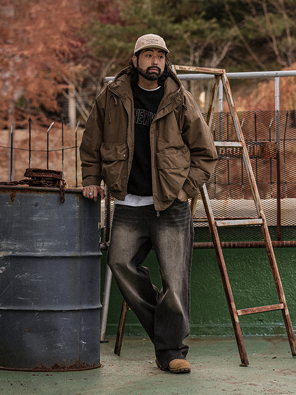 (L-5XL)<BR>카라그퍼 鸭绒 带帽外套 6001