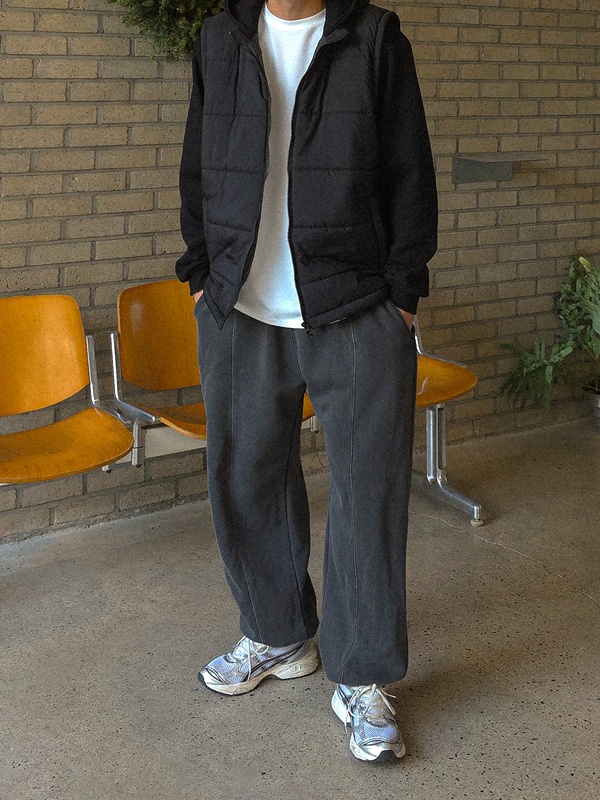 (M-5XL)<br>아레코 颜料 밴딩조거 기모팬츠