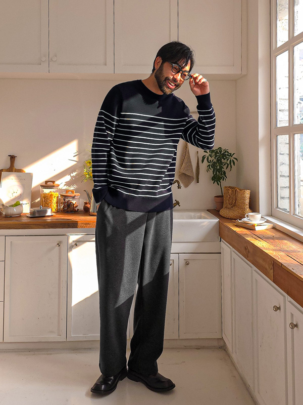 (L-5XL)<BR>린도스 条纹 针织衫