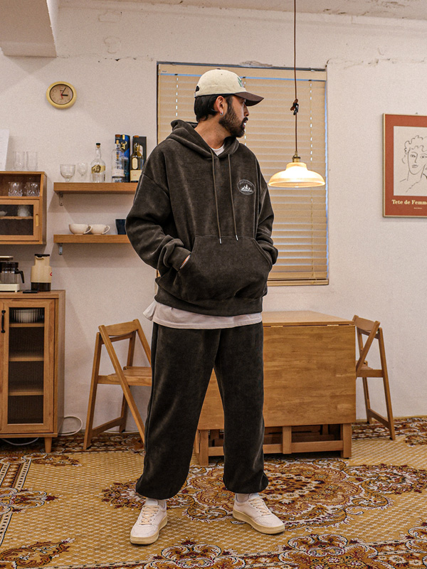 (XL-6XL)<BR>론드리나 灯芯绒 羊毛连帽衫 SET008-T