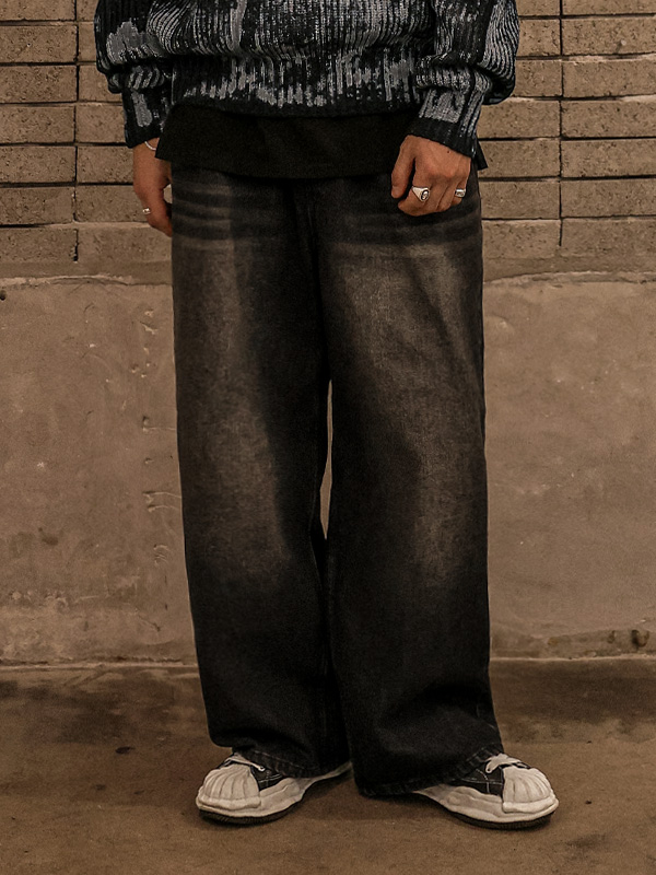 (L-4XL)<br>브란토 半宽配合 기모데님밴딩팬츠 1091