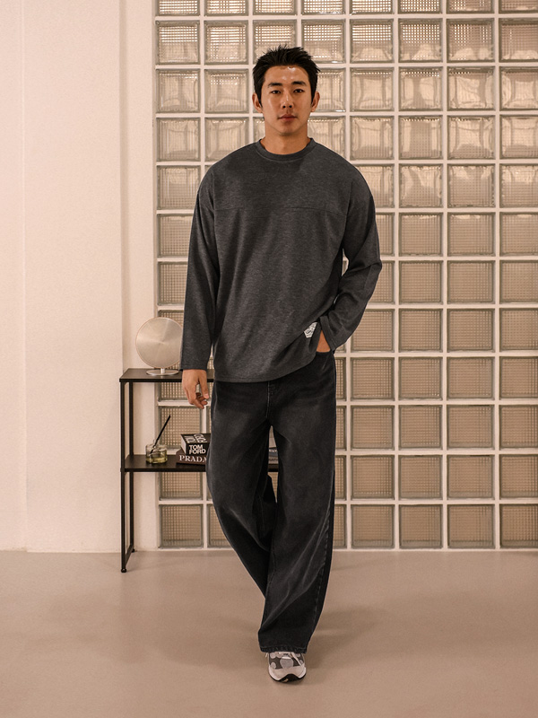 (L-5XL)<br>꺼내입어요 切口 长袖t恤<br><font color=