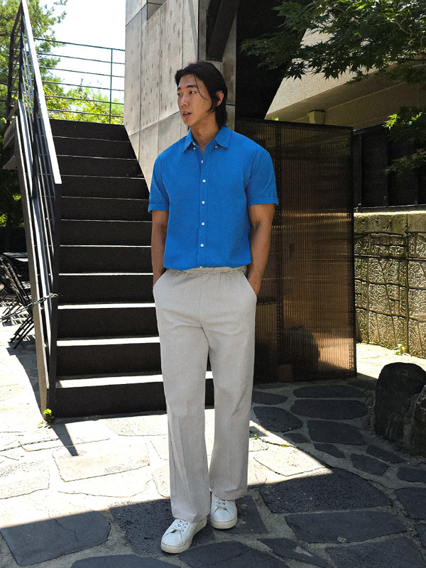 (L-4XL)<br>크리차우 短袖衬衫