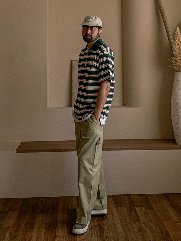 (L-5XL)<BR>퍼디타 条纹 短袖领衬衫