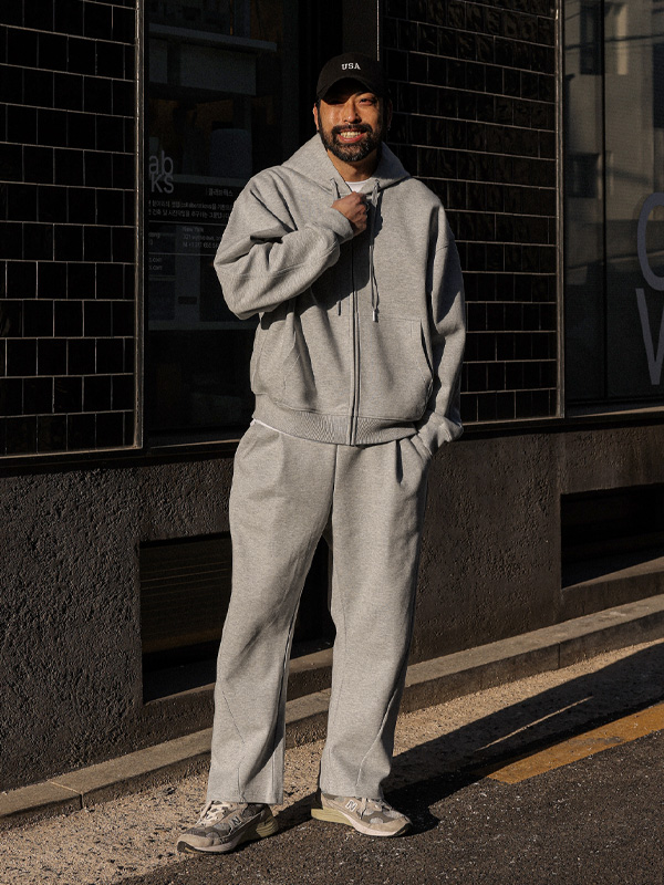 (M-6XL)<br>쿱사 切口 带帽拉链+올드루 半宽配合 밴딩팬츠<br><font color="#098a09"><B>기장선택 (基础,长款+8cm)</B></font>