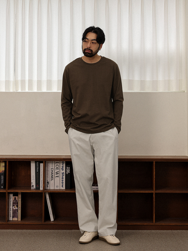 (M-5XL)<br>평화로운 R넥 长袖t恤 <br><font color="#098a09"><B>选择长度 (基础,长款+6cm)</B></font>