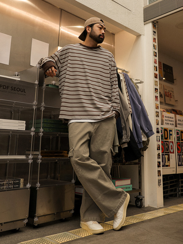 미디크 半宽配合 颜料 货物松紧带裤