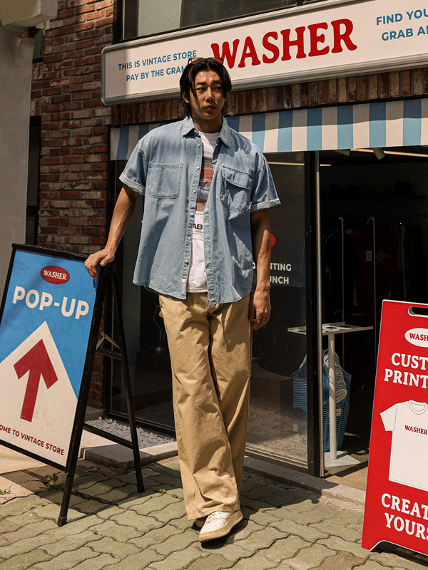 (XL-6XL)<BR>파드로나 牛仔短袖衬衫 515