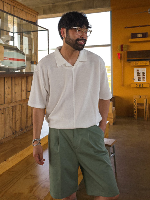 (L-4XL)<BR>머크버라 开领 短袖T恤