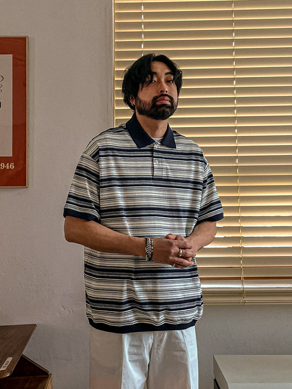 (XL-6XL)<BR>알모라 条纹 短袖领衬衫 Q88955