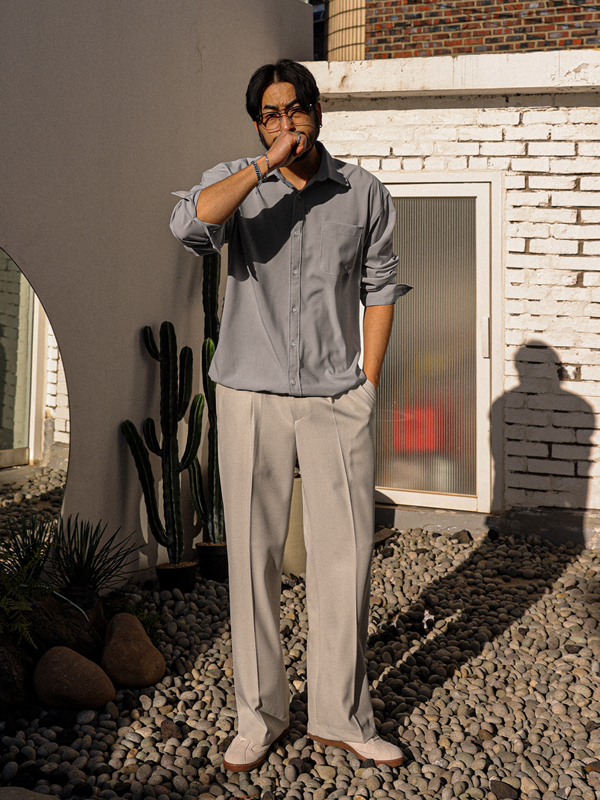 (S-5XL)<BR>러니슈 半宽配合 后松紧带 宽松长裤