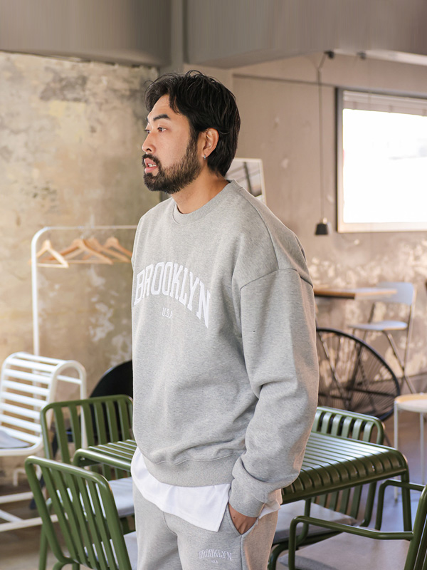 [SET](L-6XL)<BR>布鲁克林 运动服 套装 卫衣/一对一交流+조거/세미와이드<br><font color=