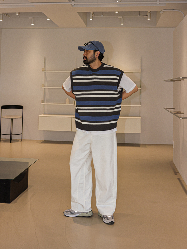 벨렙 条纹 针织马甲