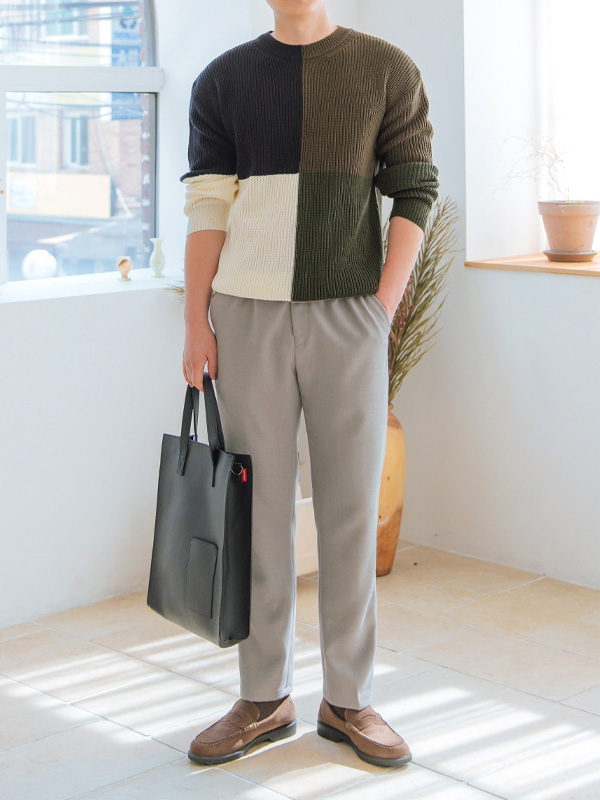 (L-5XL)<BR>이엠프 松紧带宽松裤