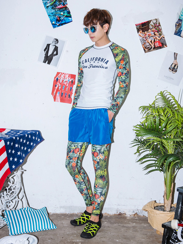 [SET](M-4XL)<BR>캘리포니아 鲁什卫士+花 打底裤