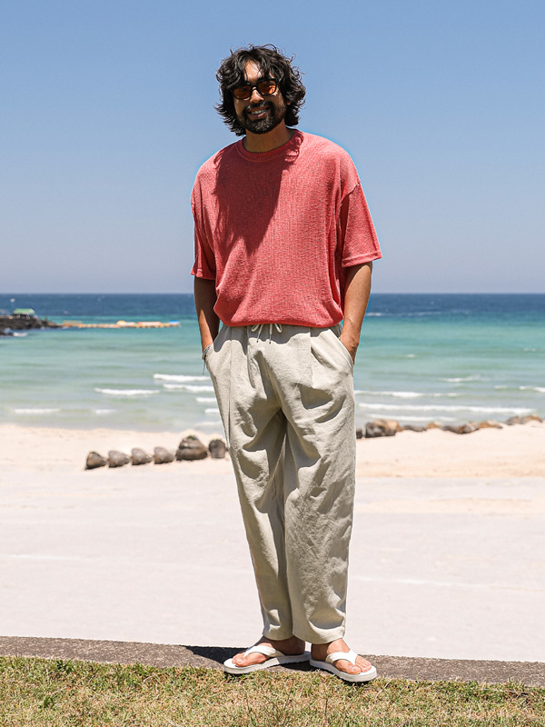 (M-5XL)<BR>쿠티치 半宽配合 亚麻绑带裤 A24